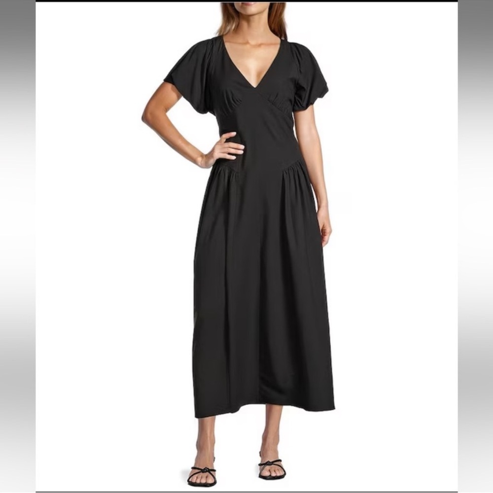 NWT Antonio Melani Kiara Short Puff Sleeve A-Line Maxi Dress
